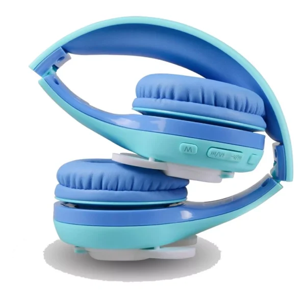 Riwbox Kids Bluetooth Rabbit Headphones - Blue/Green - Image 2
